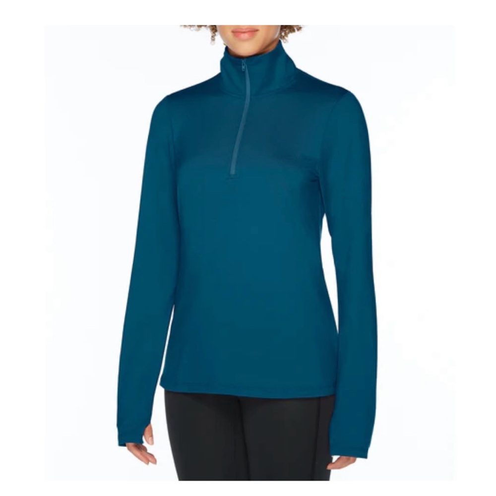 Stoneware dry flex, quarter zip teal thin, long sleeve